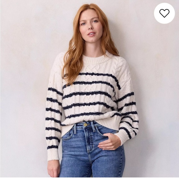 LC Lauren Conrad Sweaters - LC Lauren Conrad Navy and Cream Striped Sweater